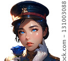 Beauty illustration of a woman in uniform, transparent PNG material 131003088