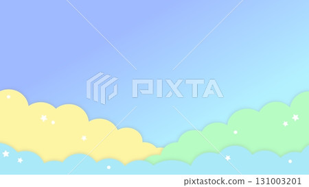 色彩鮮豔可愛的雲朵和星星夢幻背景 色彩鮮豔可愛的雲朵和星星夢幻背景 131003201