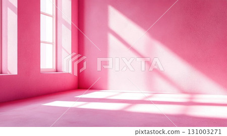 Pink wall and window with sunlight. 3d render. Illustration 131003271