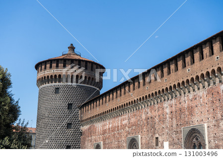 Sforza Castle in Milan. Ancient Italian architecture. 131003496