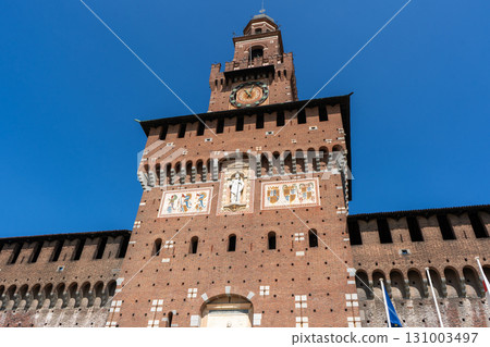 Sforza Castle in Milan. Ancient Italian architecture. 131003497