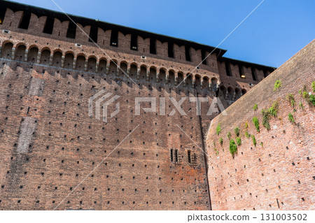 Sforza Castle in Milan. Ancient Italian architecture. 131003502