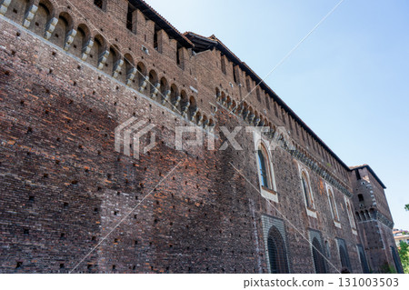 Sforza Castle in Milan. Ancient Italian architecture. 131003503