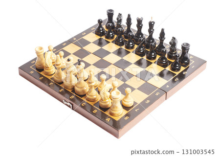 Chess board with chess pieces isolated on white 131003545