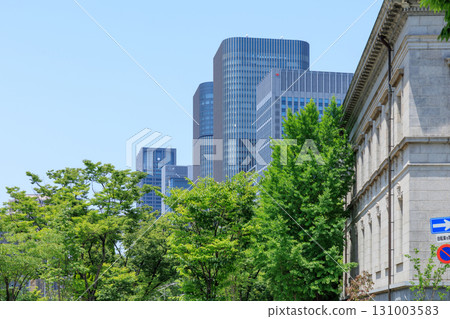 Osaka Prefectural Nakanoshima Library and buildings in early summer (Kita-ku, Osaka City, Osaka Prefecture) 131003583