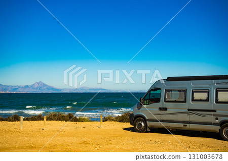 Camper van on beach, camping on nature Camper van on beach, camping on nature 131003678
