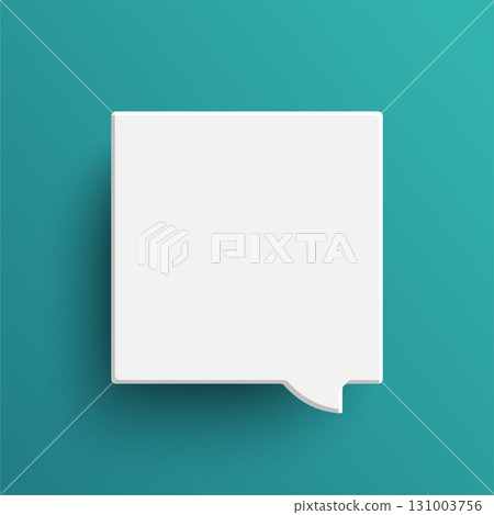 White square speech bubble on green background 131003756