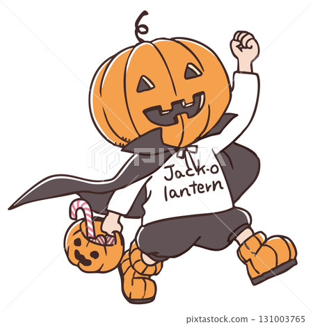 A cheerfully walking Jack-o'-lantern child A cheerfully walking Jack-o'-lantern child 131003765