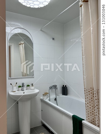 Stylish modern bathroom interior in a new apartment. High quality photo Stylish modern bathroom interior in a new apartment. High quality photo 131003846