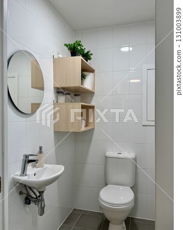 Stylish modern bathroom interior in a new apartment. High quality photo Stylish modern bathroom interior in a new apartment. High quality photo 131003899
