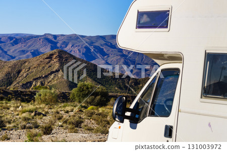 Rv camper in Sierra Alhamilla mountains, Spain. 131003972