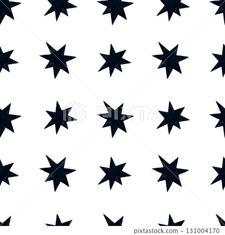 Watercolor black star seamless pattern. Asymmetrical black stars on white background. Watercolor black star seamless pattern. Asymmetrical black stars on white background. 131004170