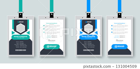 Modern shapes office employee id card or identity card design layout template. Modern design for corporate business identification card, staff card. Modern shapes office employee id card or identity card design layout template. Modern design for corporate business identification card, staff card. 131004509