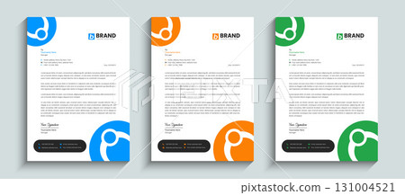 Modern corporate business letterhead design template with blue, orange and green color. Modern design for letterhead, stationery, identity, document, branding, layout design. Modern corporate business letterhead design template with blue, orange and green color. Modern design for letterhead, stationery, identity, document, branding, layout design. 131004521