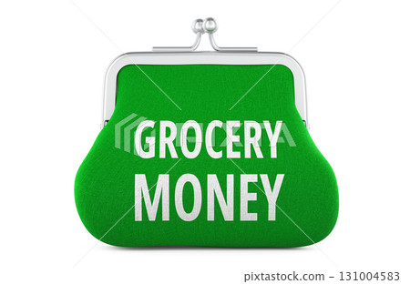 Grocery Money, coin purse. 3D rendering Grocery Money, coin purse. 3D rendering 131004583