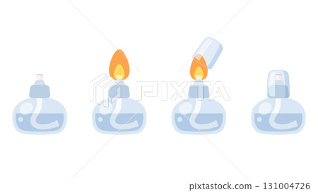 Cute alcohol lamp with and without fire illustration material set 131004726