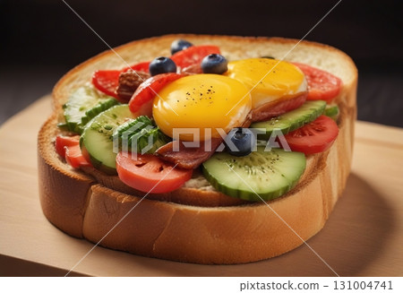 Breakfast sandwich. Delicious food.Baked bread. Generative ai. 131004741