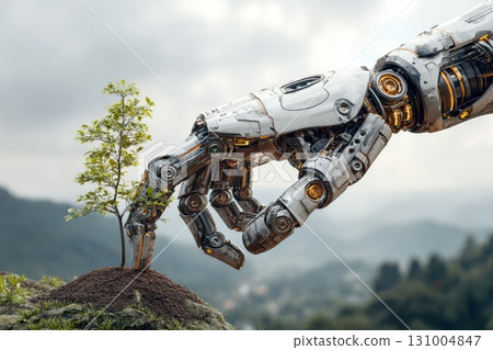 AI Robot Planting Green Seeds on Distant Planet for Sustainable Space Farming Initiative AI Robot Planting Green Seeds on Distant Planet for Sustainable Space Farming Initiative 131004847