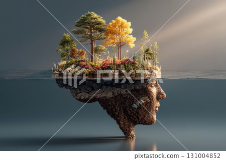 Lush Jungle Scene Featuring Vibrant Ecosystem Emerging from the Surface Water Perspective Lush Jungle Scene Featuring Vibrant Ecosystem Emerging from the Surface Water Perspective 131004852