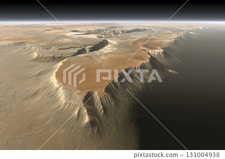 Vast Barren World with Striking Topography Under Endless Horizon Viewpoint 131004938