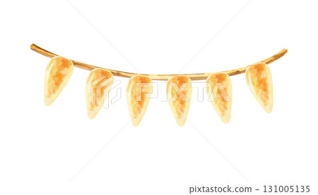 Garland yellow lights glass bulb. Watercolor vintage Christmas illuminations isolated clip art. Bright color decoration. Illustration for greeting card design, New Year holiday packaging, birthday 131005135