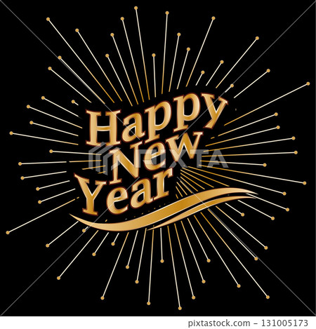 Happy New Year greetings. Golden illustration for congratulations, invitations and creative implementation of the holiday idea Happy New Year greetings. Golden illustration for congratulations, invitations and creative implementation of the holiday idea 131005173