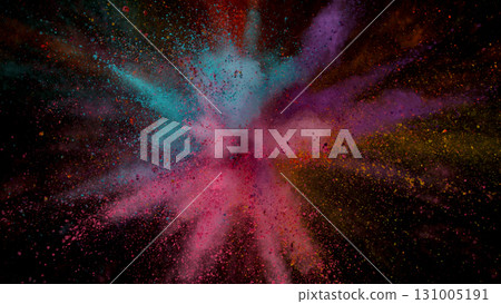 Freeze Motion Shot of Color Powder Explosion Isolated on Black Background Freeze Motion Shot of Color Powder Explosion Isolated on Black Background 131005191