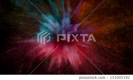 Freeze Motion Shot of Color Powder Explosion Isolated on Black Background Freeze Motion Shot of Color Powder Explosion Isolated on Black Background 131005192