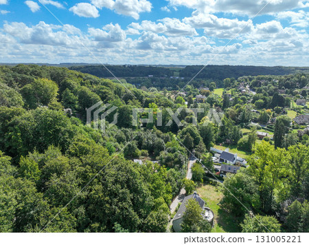 Aerial view of Genappe municipality and city of Wallonia located in the Belgian province of Walloon Brabant. Aerial view of Genappe municipality and city of Wallonia located in the Belgian province of Walloon Brabant. 131005221