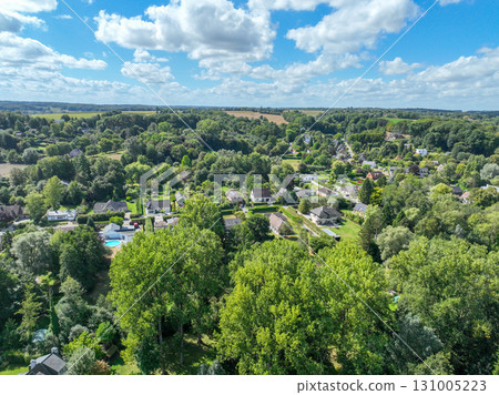 Aerial view of Genappe municipality and city of Wallonia located in the Belgian province of Walloon Brabant. 131005223