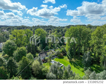 Aerial view of Genappe municipality and city of Wallonia located in the Belgian province of Walloon Brabant. 131005232