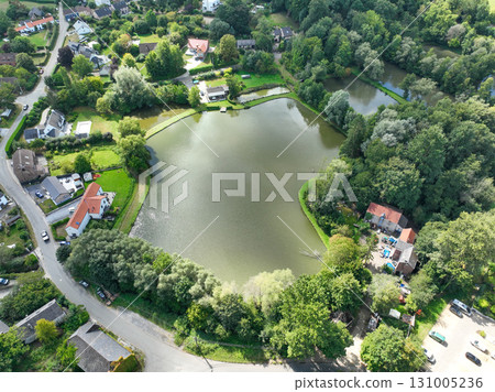 Aerial view of Genappe municipality and city of Wallonia located in the Belgian province of Walloon Brabant. 131005236