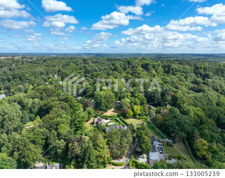 Aerial view of Genappe municipality and city of Wallonia located in the Belgian province of Walloon Brabant. 131005239