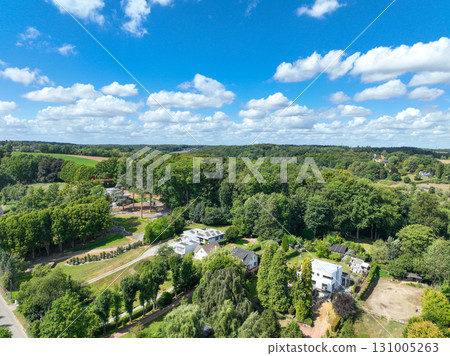 Aerial view of Genappe municipality and city of Wallonia located in the Belgian province of Walloon Brabant. 131005263