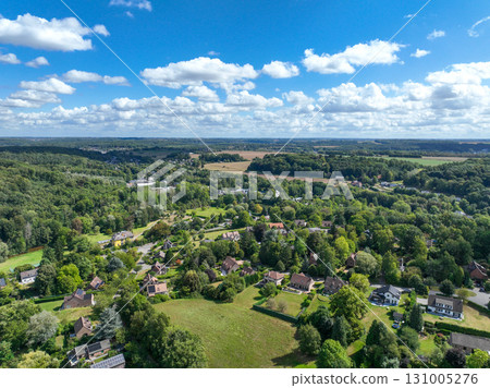 Aerial view of Genappe municipality and city of Wallonia located in the Belgian province of Walloon Brabant. 131005276