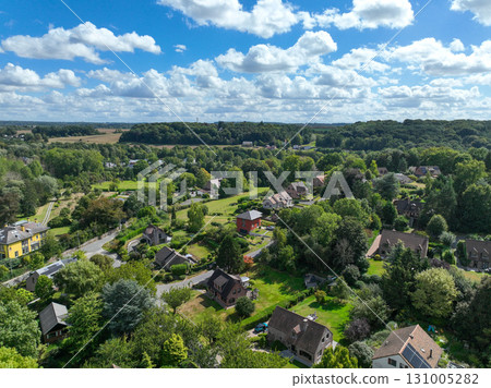 Aerial view of Genappe municipality and city of Wallonia located in the Belgian province of Walloon Brabant. 131005282