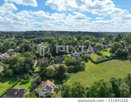 Aerial view of Genappe municipality and city of Wallonia located in the Belgian province of Walloon Brabant. 131005288