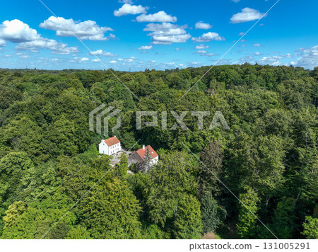 Aerial view of Genappe municipality and city of Wallonia located in the Belgian province of Walloon Brabant. 131005291