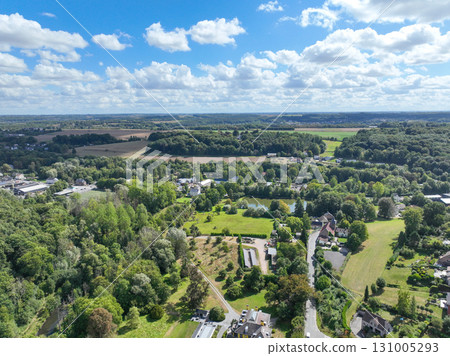 Aerial view of Genappe municipality and city of Wallonia located in the Belgian province of Walloon Brabant. 131005293