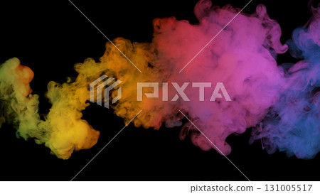 colorful rainbow holi paint color smoke isolated on black background 131005517