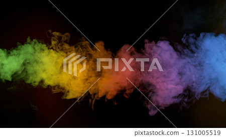 colorful rainbow holi paint color smoke isolated on black background 131005519