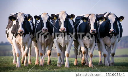 Group of Cows Walking Together in the Field. 131005841