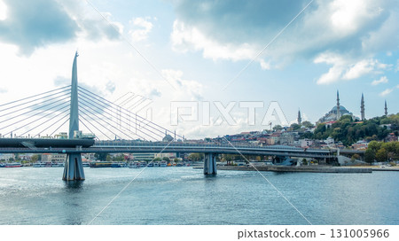 Istanbul, Turkey. Scenic view of the Bosphorus Strait with city view in the background. Urban skyline and city life. Istanbul, Turkey. Scenic view of the Bosphorus Strait with city view in the background. Urban skyline and city life. 131005966