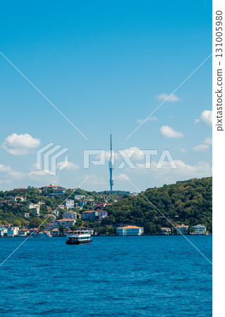 Istanbul, Turkey. Scenic view of the Bosphorus Strait with city view in the background. Urban skyline and city life. 131005980