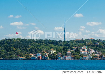 Istanbul, Turkey. Scenic view of the Bosphorus Strait with city view in the background. Urban skyline and city life. Istanbul, Turkey. Scenic view of the Bosphorus Strait with city view in the background. Urban skyline and city life. 131005982