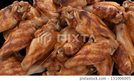 Pile of Crispy Golden Brown Chicken Wings Ready for Eating 131006005