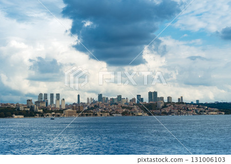 Istanbul, Turkey. Scenic view of the Bosphorus Strait with city view in the background. Urban skyline and city life. 131006103