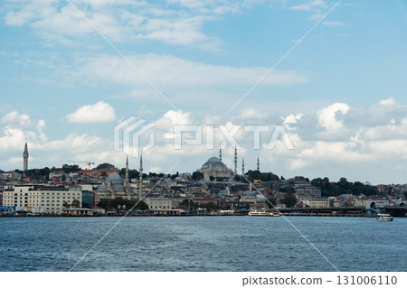 Istanbul, Turkey. Scenic view of the Bosphorus Strait with city view in the background. Urban skyline and city life. Istanbul, Turkey. Scenic view of the Bosphorus Strait with city view in the background. Urban skyline and city life. 131006110