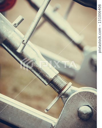 Pneumatic, hydraulic machinery made of steel closeup Pneumatic, hydraulic machinery made of steel closeup 131006406