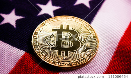Crypto currency bitcoin against usa flag Crypto currency bitcoin against usa flag 131006464